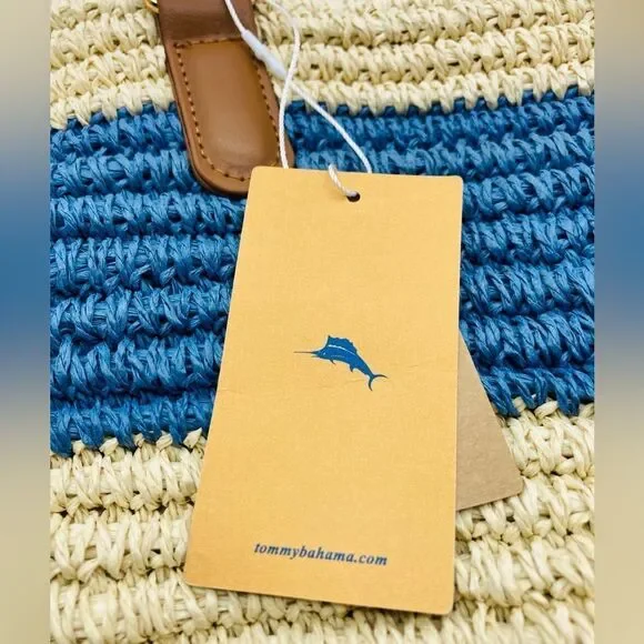 NWT Tommy Bahama Handwoven Crochet Striped Large Tote Bag - Picture 7 of 9